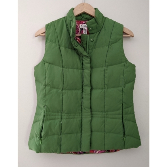 Lilly Pulitzer Green and Paisley Down Puff Vest - Picture 1 of 7
